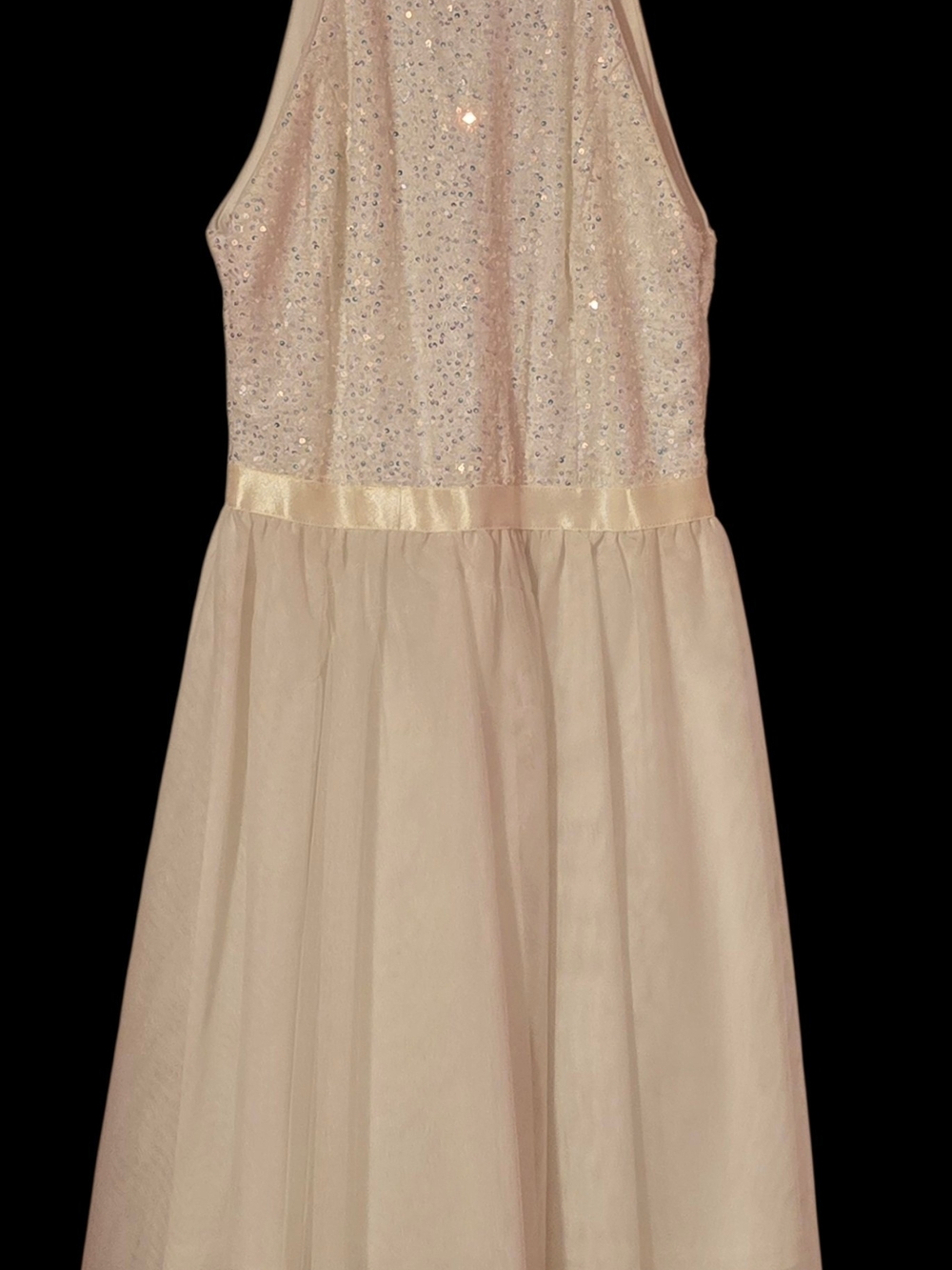Women White Sequin Bodice Party Dress